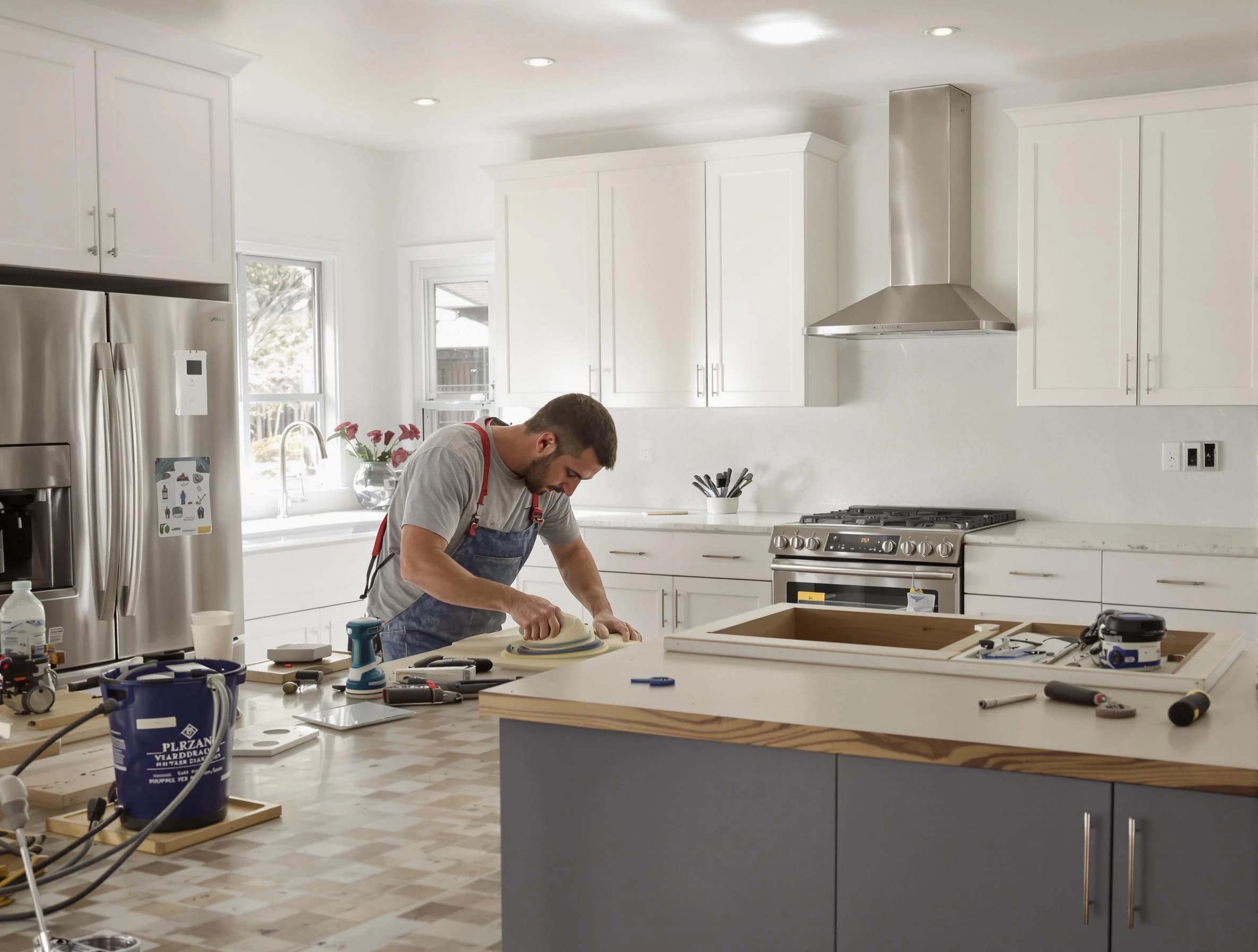 Carefree House Painters refinishing kitchen cabinets in Carefree, AZ