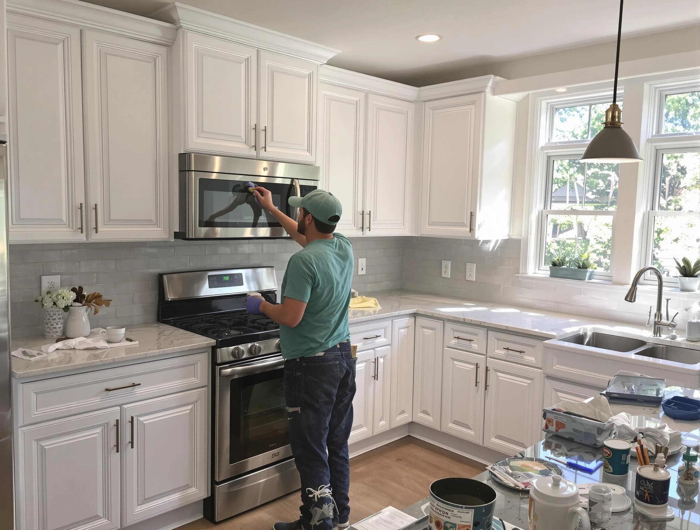 Kitchen cabinets being refinished by Carefree House Painters in Carefree, AZ