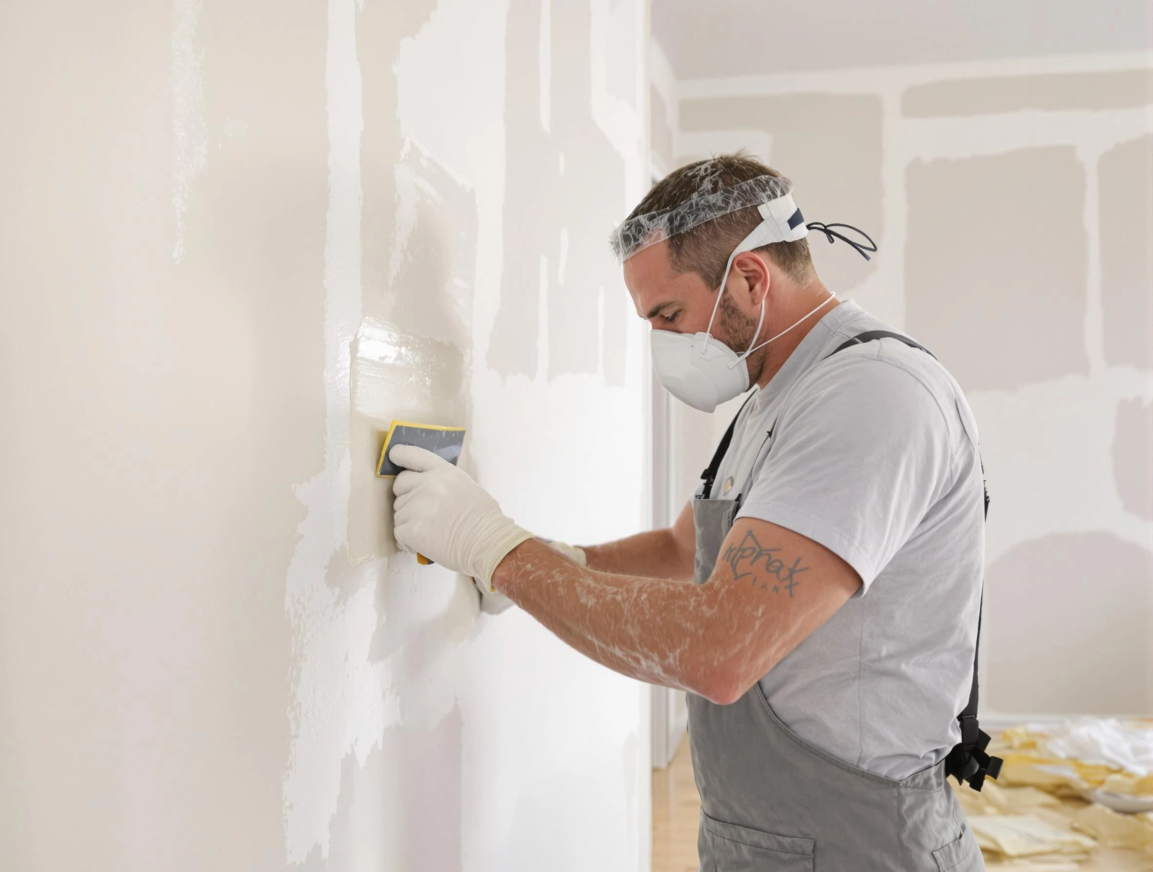 Carefree House Painters technician applying mud to drywall seams in Carefree, AZ