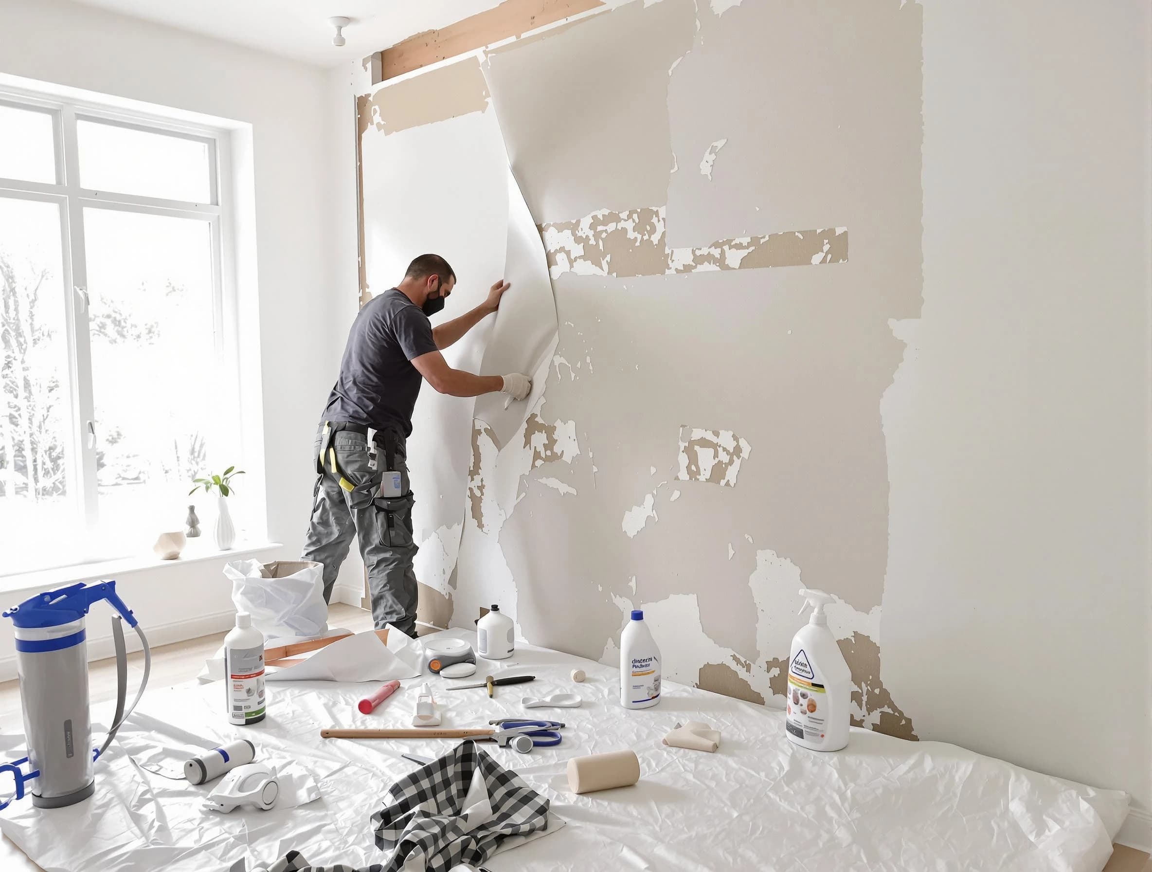 Carefree House Painters technician removing wallpaper in Carefree, AZ