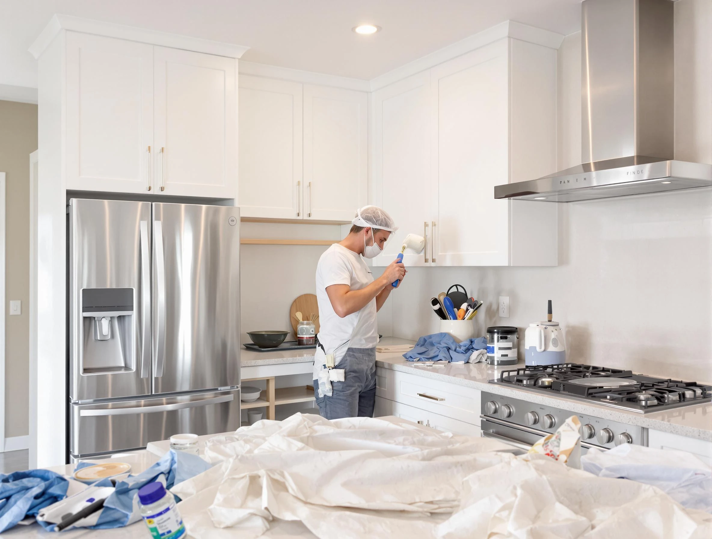 Carefree House Painters painter applying a fresh coat in a kitchen located in Carefree, AZ